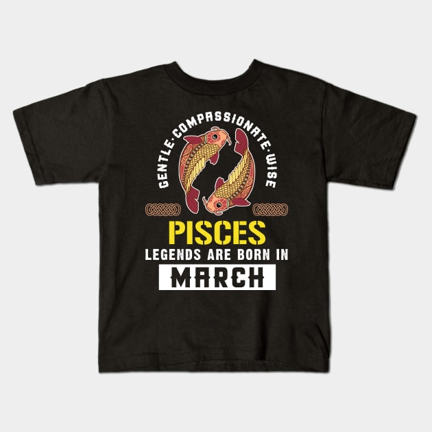 Zodiac Pisces: Born In March Kids T-Shirt by POD Anytime
